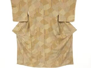 未使用品　仕立て上がり　切り嵌め風格子に花模様小紋着物